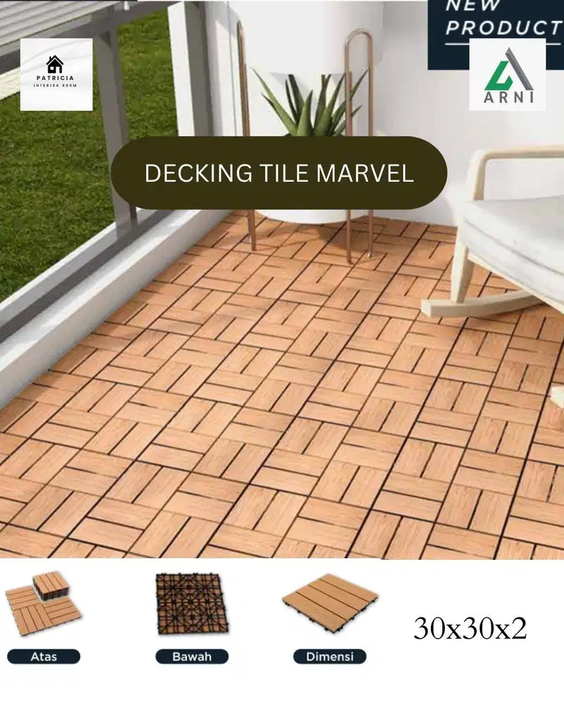 Decking Tile Kayu/Composite Marvel | Decking Tile Outdoor | Tebal 20mm