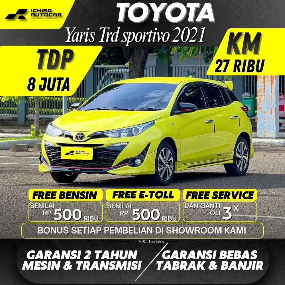 TOYOTA YARIS 1.5 TRD SPORTIVO 7 AIRBAG A/T NIK 2019 KM : 27 RIBU