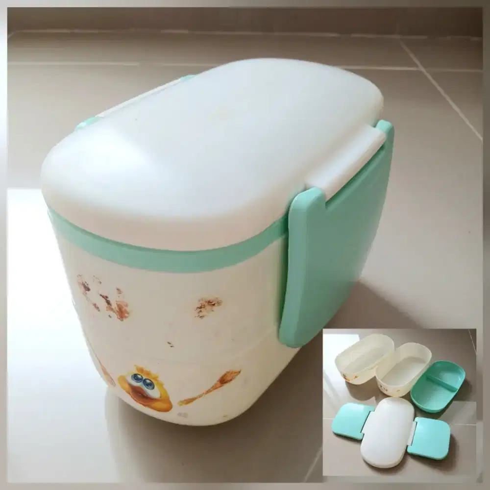 Rantang plastik 2 susun food grade Green Leaf, bekas