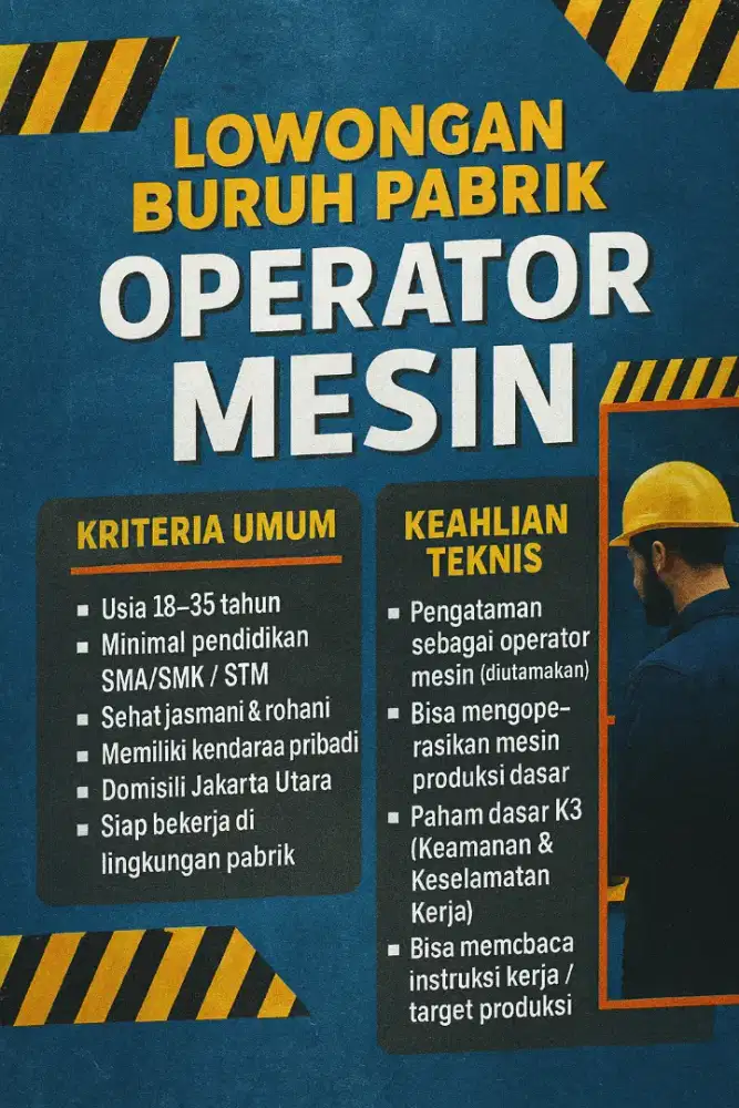 Lowongan Operator Mesin Pabrik
