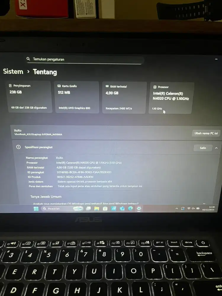 Laptop Asus VivoBook X415MA_A416MA 4/256gb