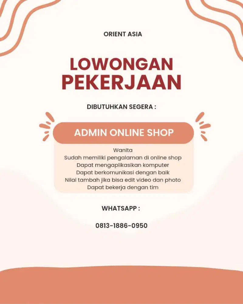 Lowongan Kerja Admin Online Shop