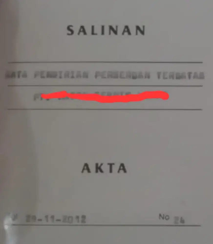 Akte Perusahaan Perseroan Th. 2012