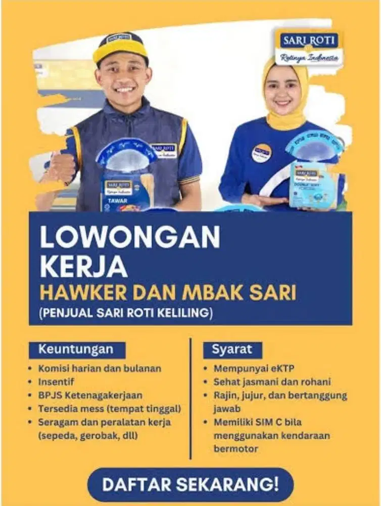 Loker jualan sari roti keliling
