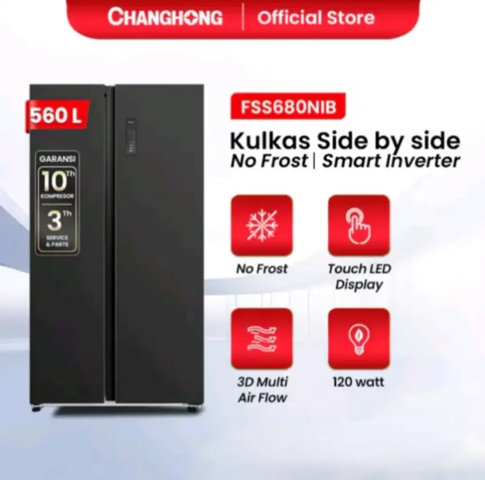 KULKAS 2 PINTU CHANGHONG SIDE BY SIDE FSS680NIB