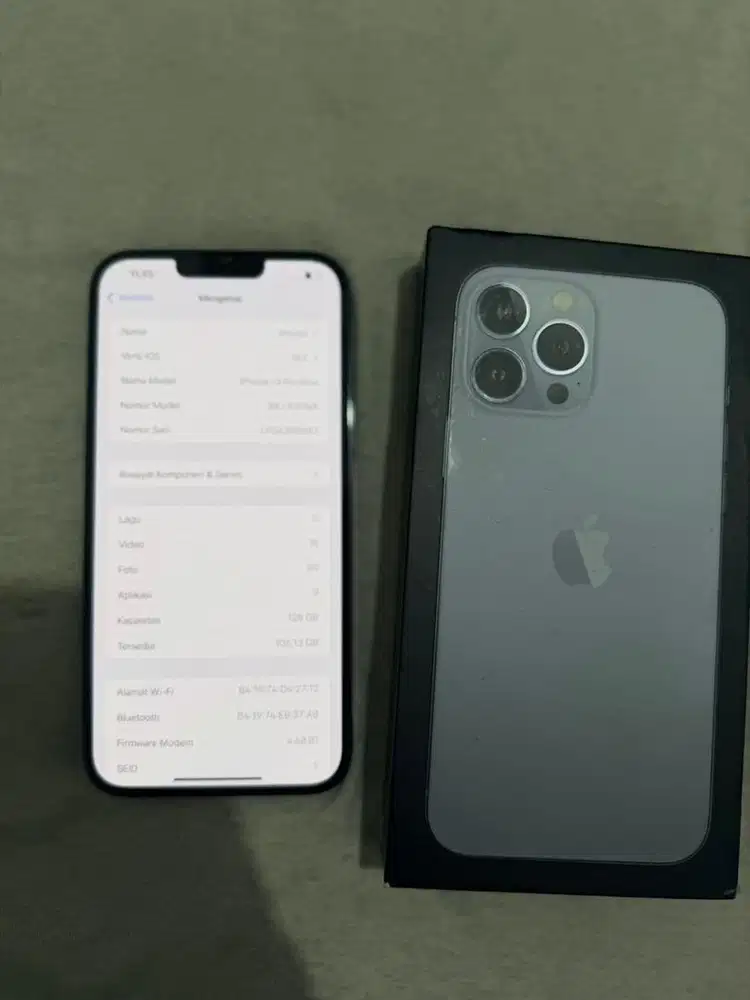 Iphone 13 promax 128Gb Ibox Fullset warna Siera blue