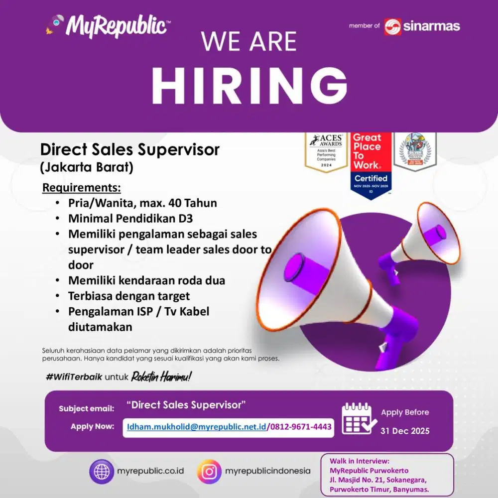 LOWONGAN KERJA TEAM LEADER & SALES