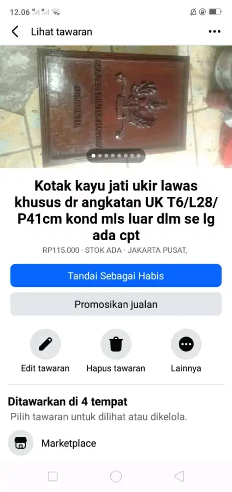 Kotak kayu jati ukir brg lawas kond mls luar dlm se lg ada cpt murah