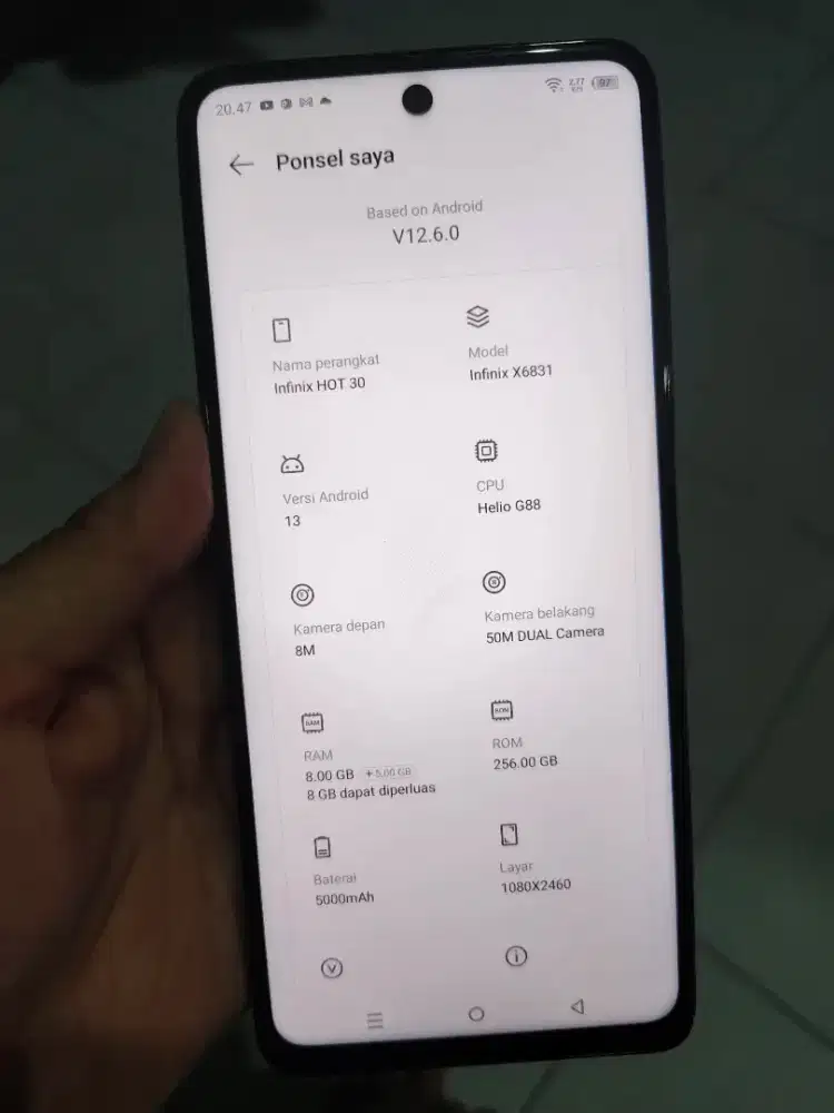 Infinix hot 30 , ram 8+5/256