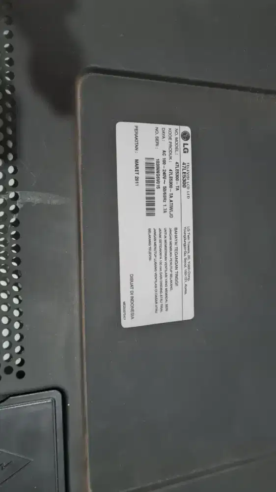 TV Led Lg 47 model LE 5300 kondisi rusak