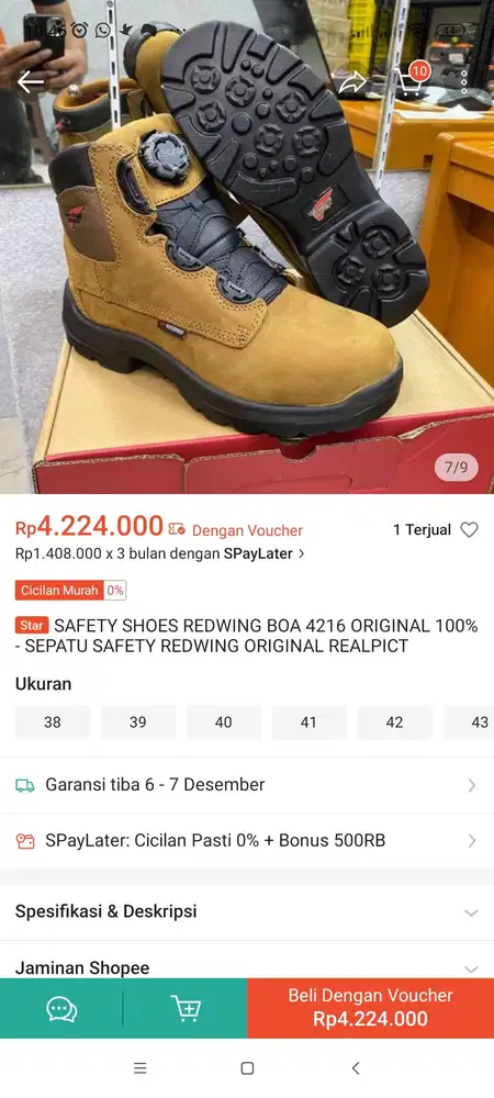 Sepatu safty original, dri kantor, redwing. Berminat ..