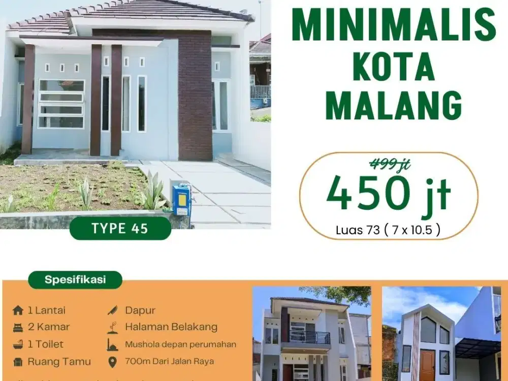 HUNIAN 450 JUTA AN DI BLIMBING KOTA MALANG DEKAT TEMINAL ARJOSARI