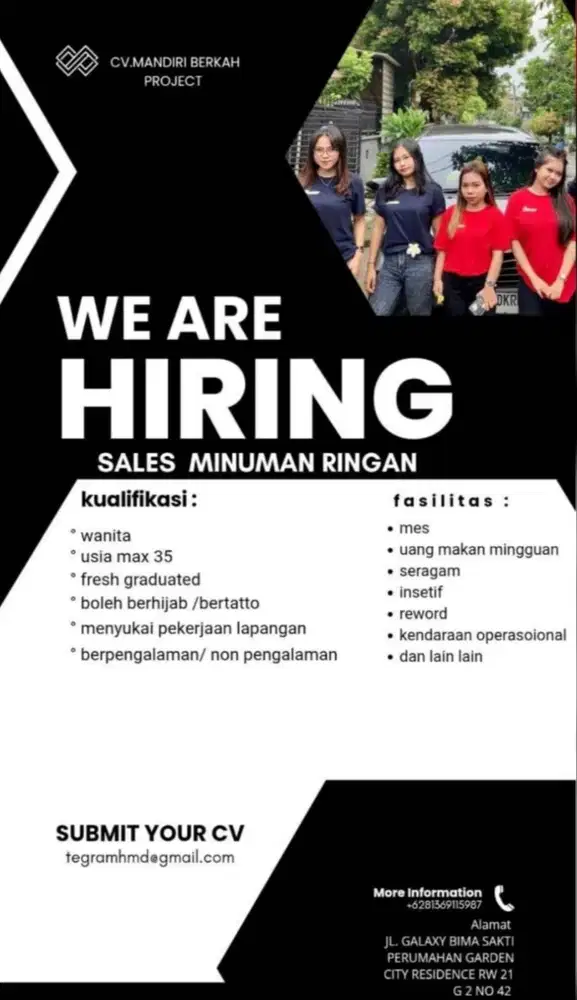 loker khusus wanita gaji mingguan sebagai SPG/SALES