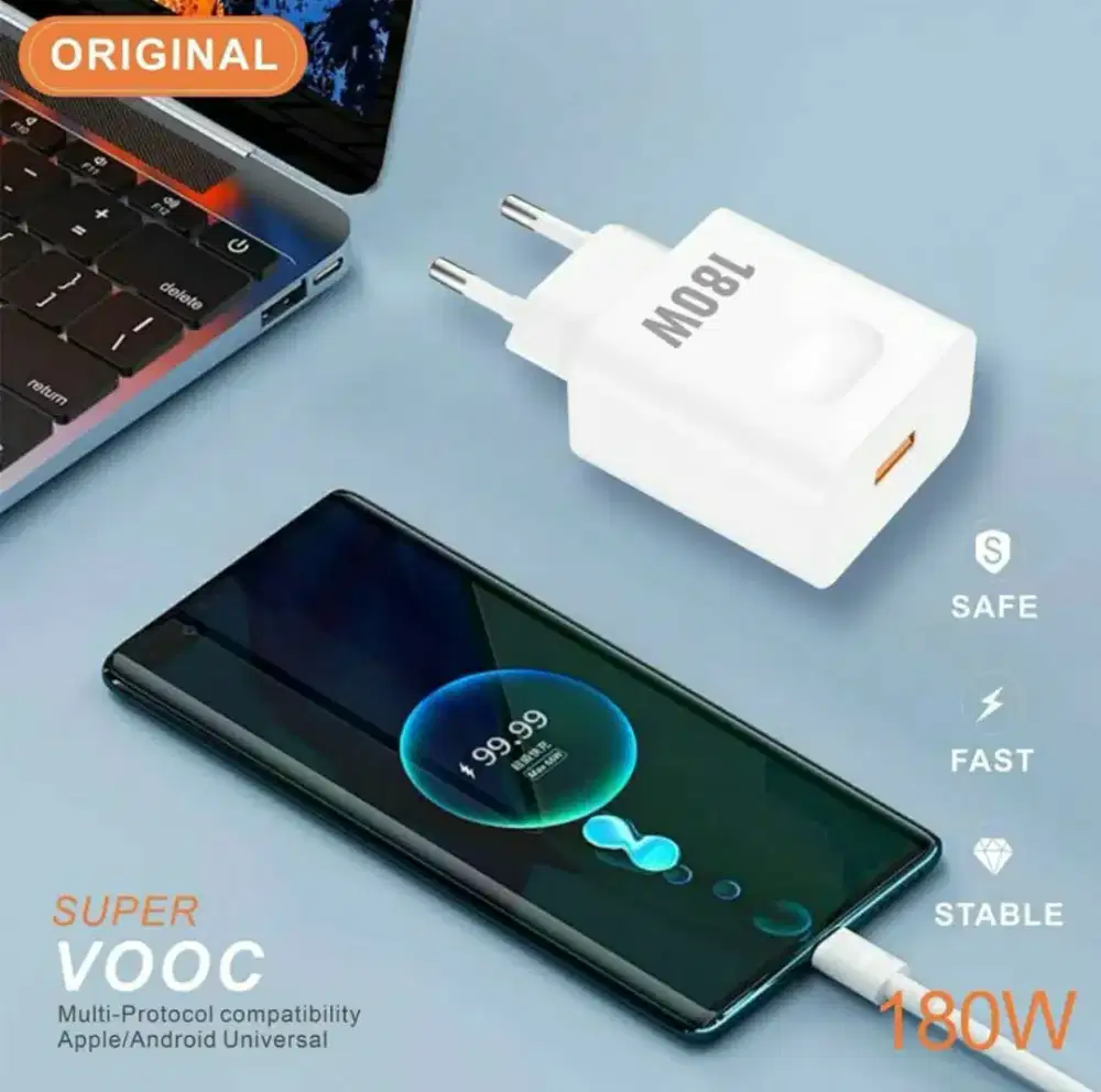 Charger TD DILENGKAPI 180W Tipe C Fast Charge