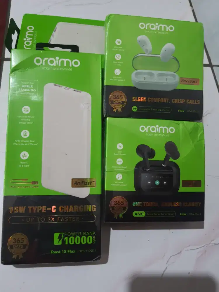 Powerbank n TWS Flick n Flow ANC oraimo new