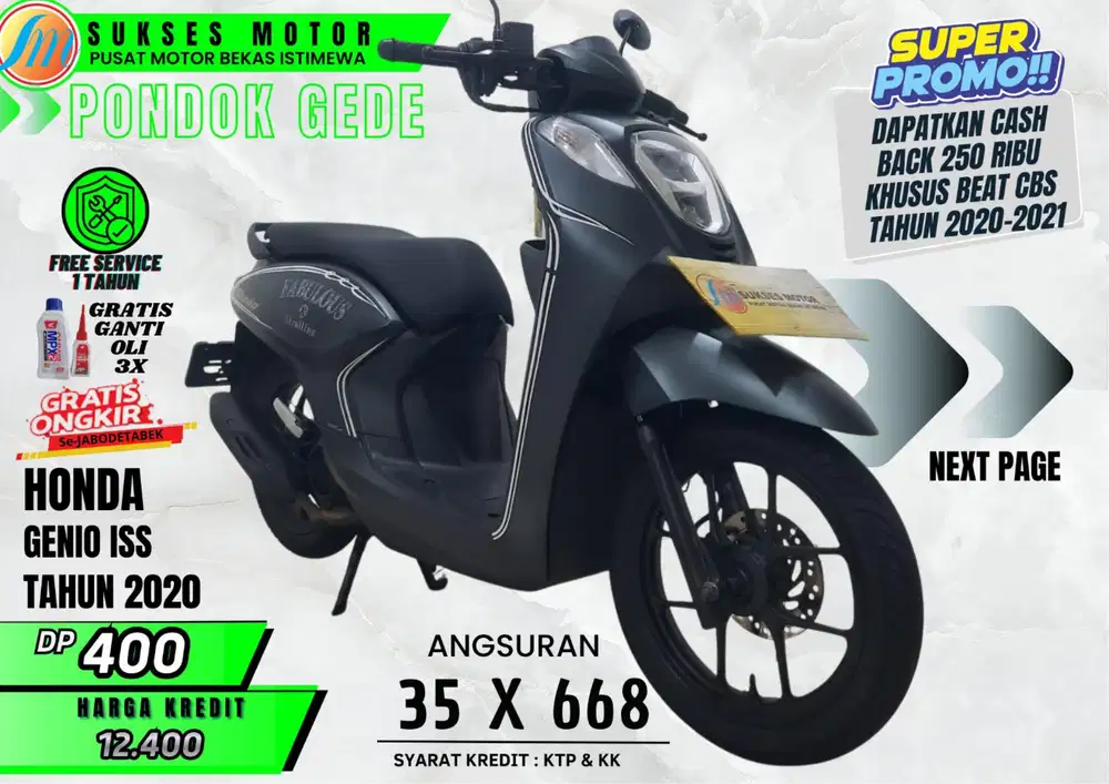 HONDA GENIO ISS TH 2020 DP MURAH ANGS RINGAN PROSES MUDAH CASH KREDIT
