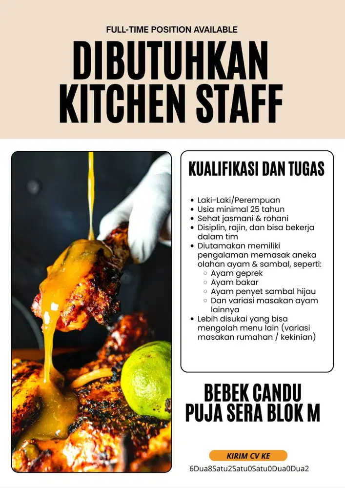 DI CARI SEGERA KITCHEN STAFF