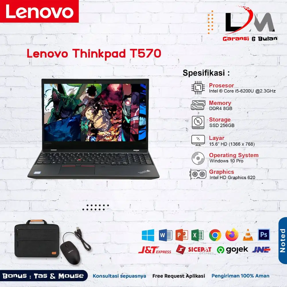 Lenovo Thinkpad T570 i5 Gen 6 Ram 8GB SSD 256GB 15.6 Win 10 Bergaransi