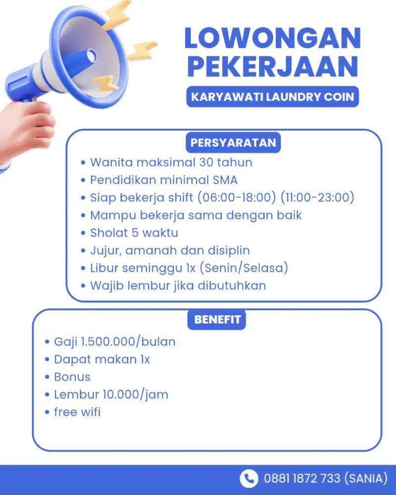 Lowongan karyawati laundry