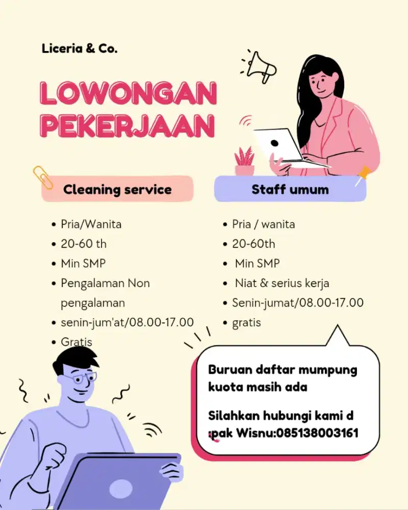 Lowongan pekerjaan secepatnya