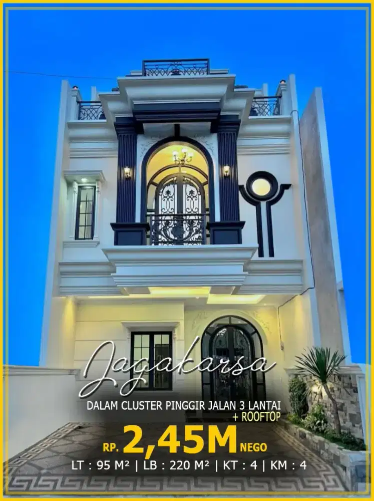 DIJUAL RUMAH BARU MODERN DALAM CLUSTER PINGGIR JALAN RAYA DI JAGAKARSA