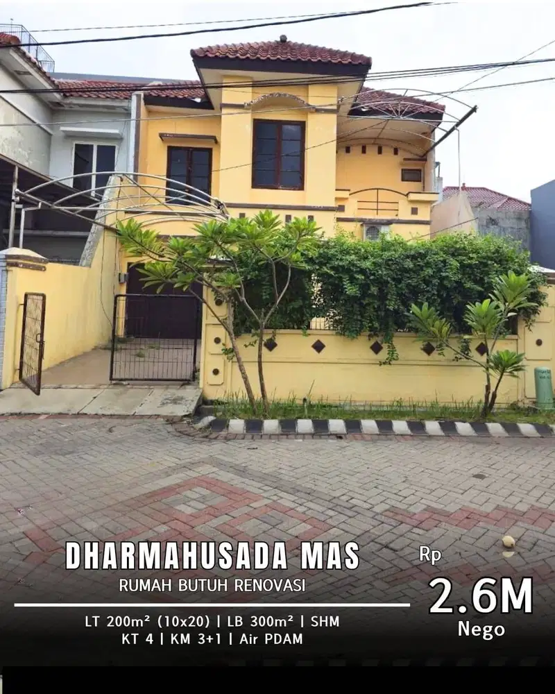Dijual Rumah Dharmahusada Mas Butuh Renovasi 2 Lantai Lokasi Bagus
