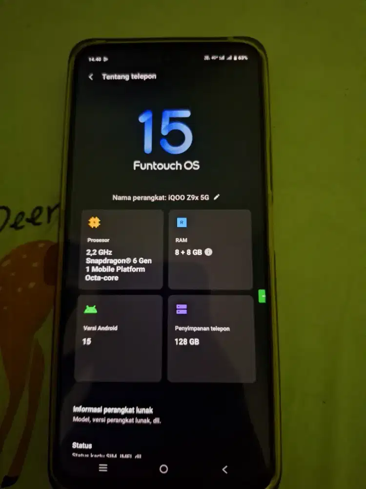 Iqoo z9x 8/128 jaminan mulus