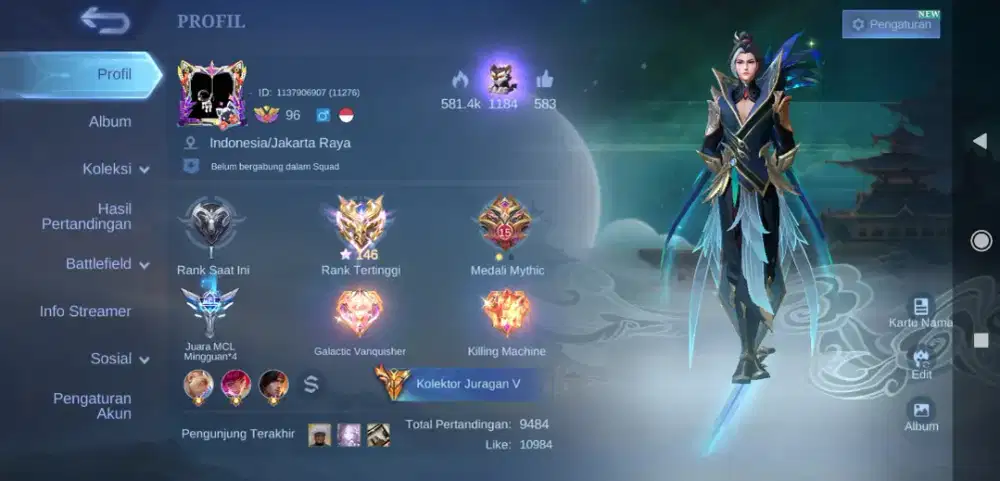 Jual santai akun ml kolektor juragan V