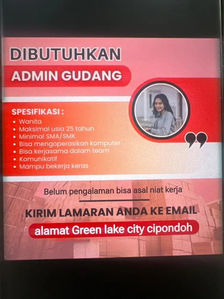 Dibutuhkan loker Admin stok