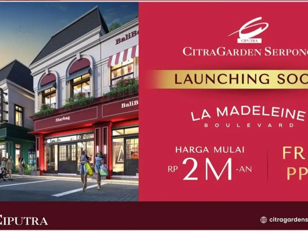 Ruko Hadap Jalan Raya La Madeleine Citra Garden Serpong Free PPN