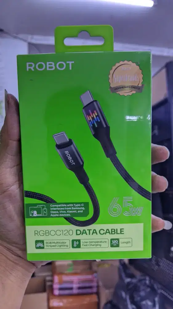 KABEL DATA TYPE-C TO TYPE-C ROBOT RGBCC120