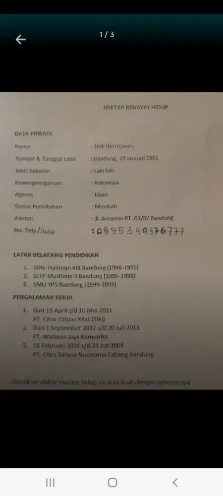 Sore saya lagi memcari pekerjaan supir kenek atau kurr sim ada