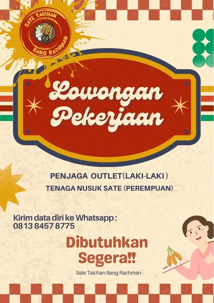 Lowongan Jaga outlet sate taichan