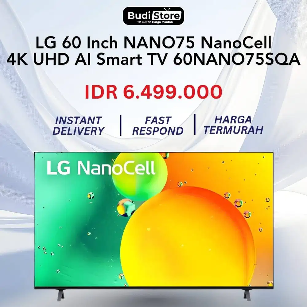 LG 60 Inch NANO75 NanoCell UHD AI 4K Smart TV Dolby Vision Atmos 60NAN