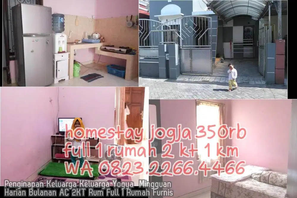 Penginapan Keluarga Keluarga Yogya  Mingguan Harian Bulanan AC 2KT Rum
