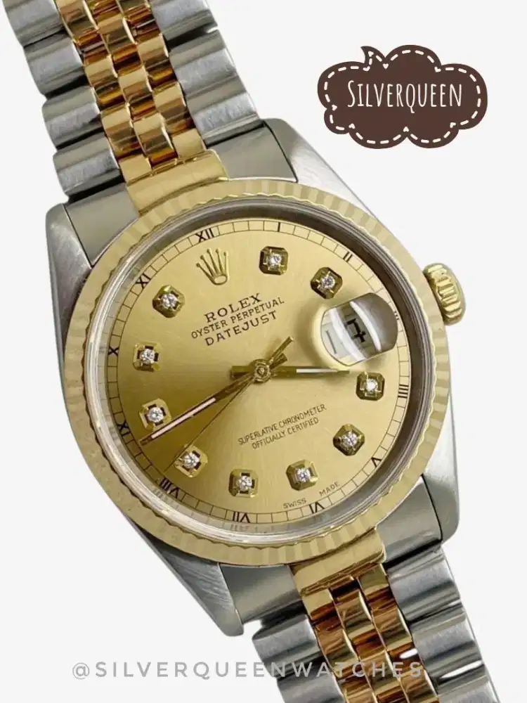 Rolex Men Champagne Romawi Diamonds