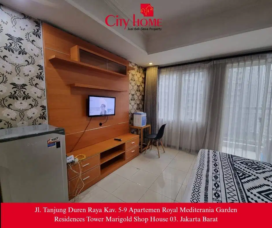 For Rent Studio Apartemen Royal Mediterania Garden Low Zone,  Furnish