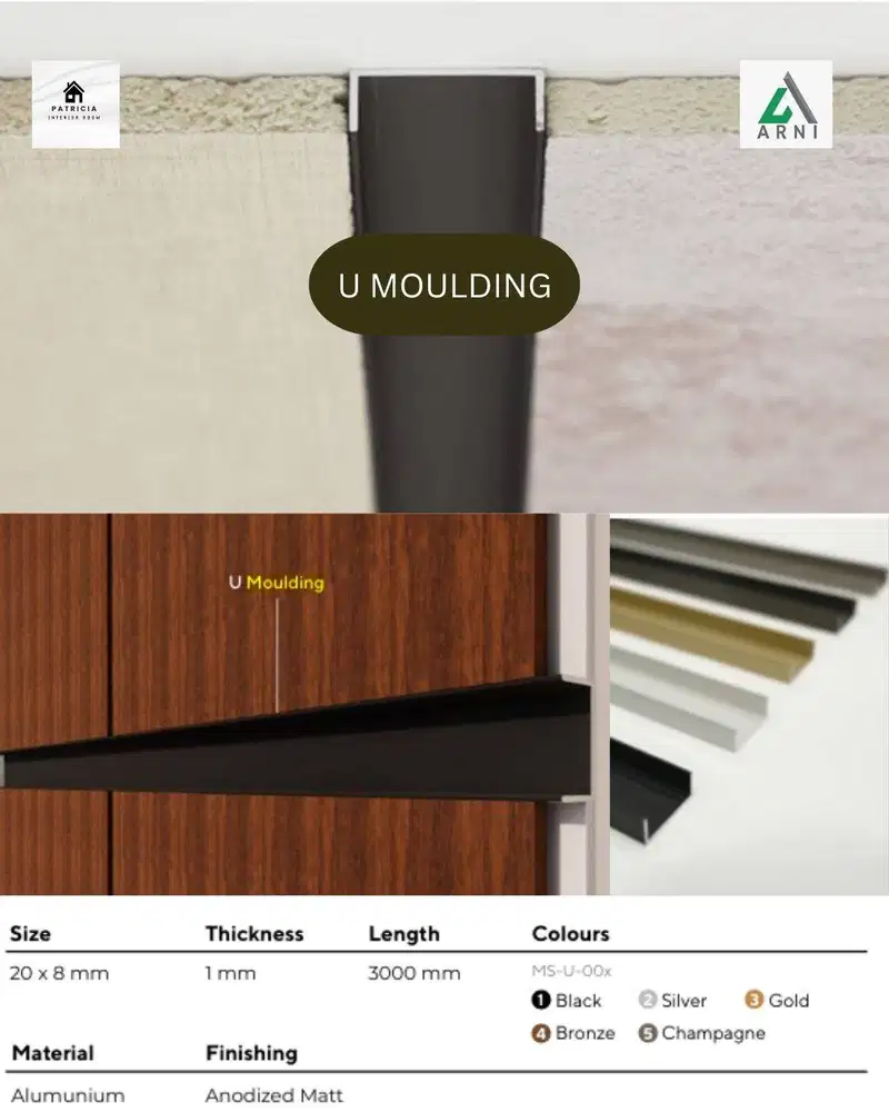 U MOULDING ALUMUNIUM MONOSTAR | U MOULDING BESAD DAN KECIL