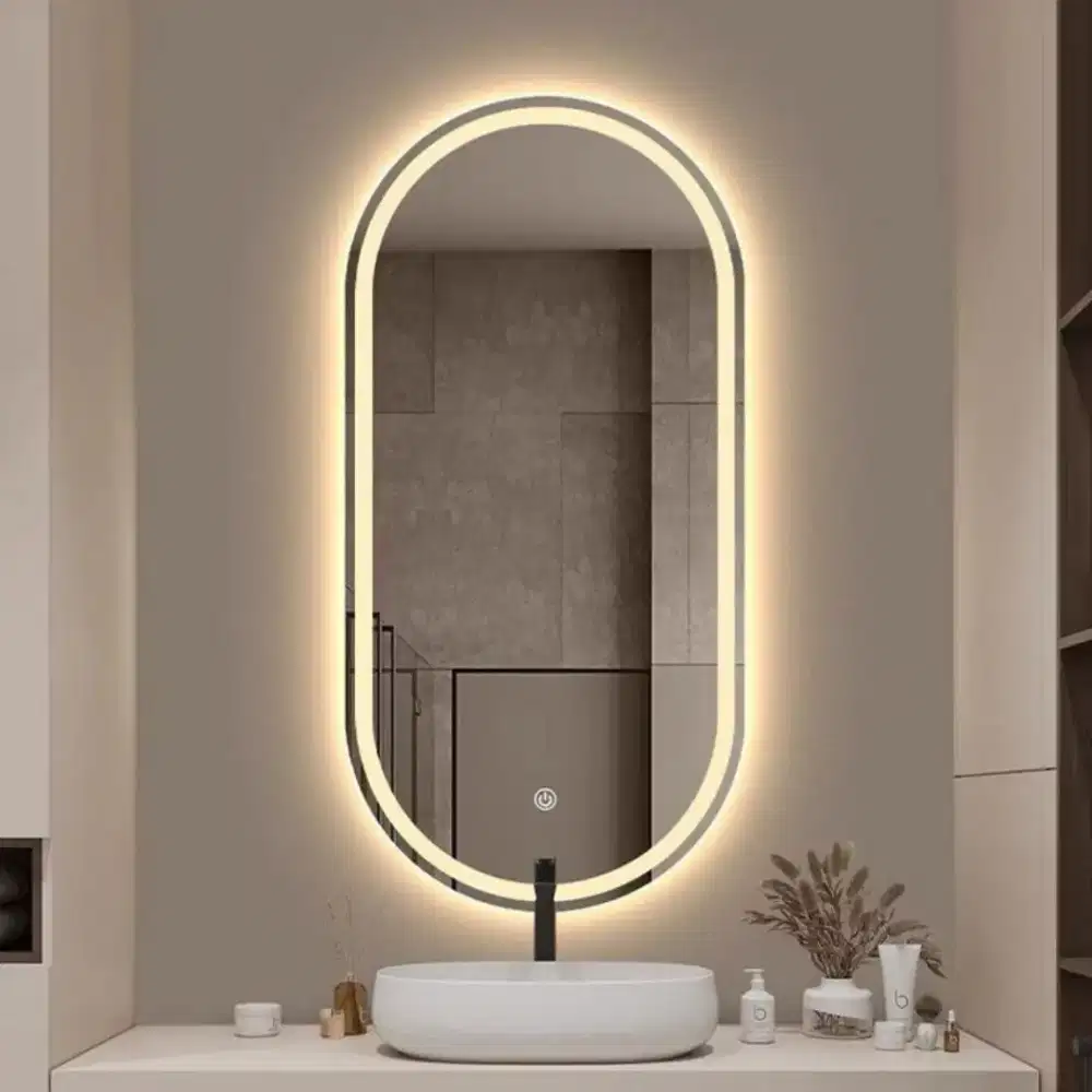 Smart miror LED touchsreen cermin dinding bentuk oval uk 120x51