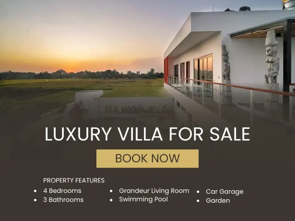FOR SALE VILLA LUXURY 2ND FLOOR WITH RICEFIELD VIEW