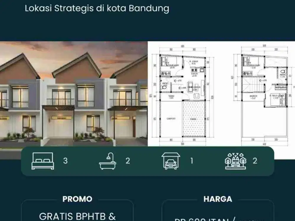 dijual rumah murah KPR 2 lantai cluster one gate di Nagrog Ujungberung