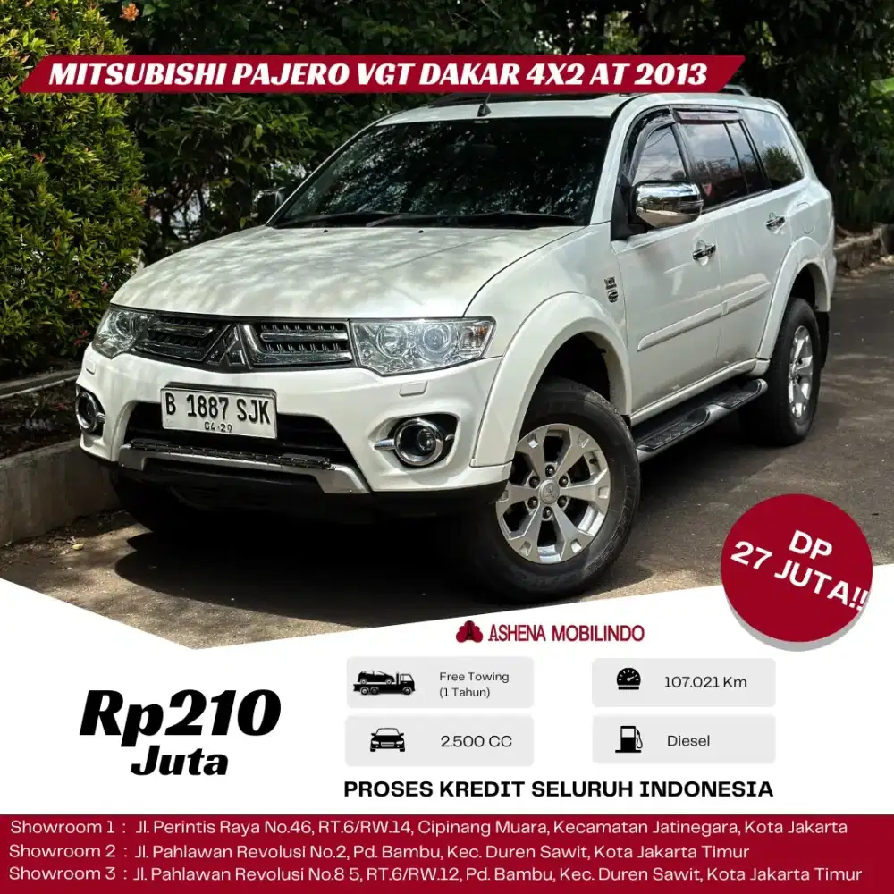 Pajero Dakar VGT AT 2013 Putih DP 27jt Cash Atau Kredit Terbaik SeOLX!