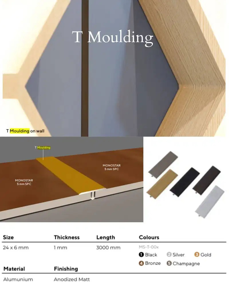 T MOULDING ALUMUNIUM MONOSTAR | T MOULDING BESAD DAN KECIL