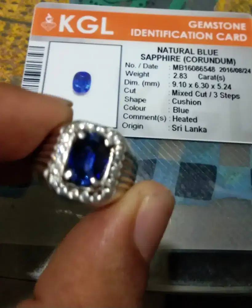 Cincin Blue Sapphire Srilangka Asli