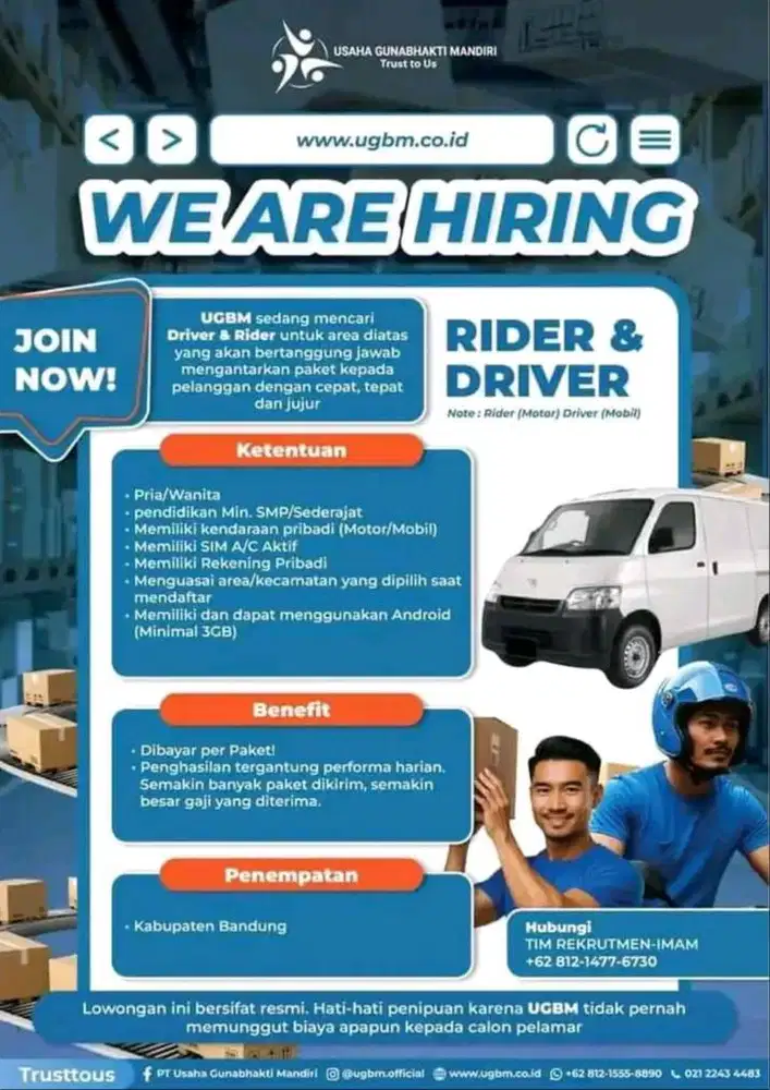 Lowongan kurir motor ekspedisi