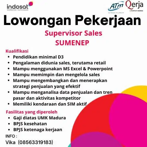 Loker Supervisor Sales IM3