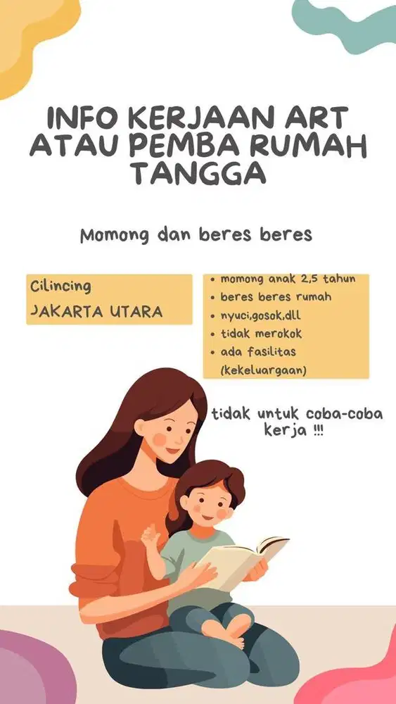 Lowongan kerja ART /momong dan beres