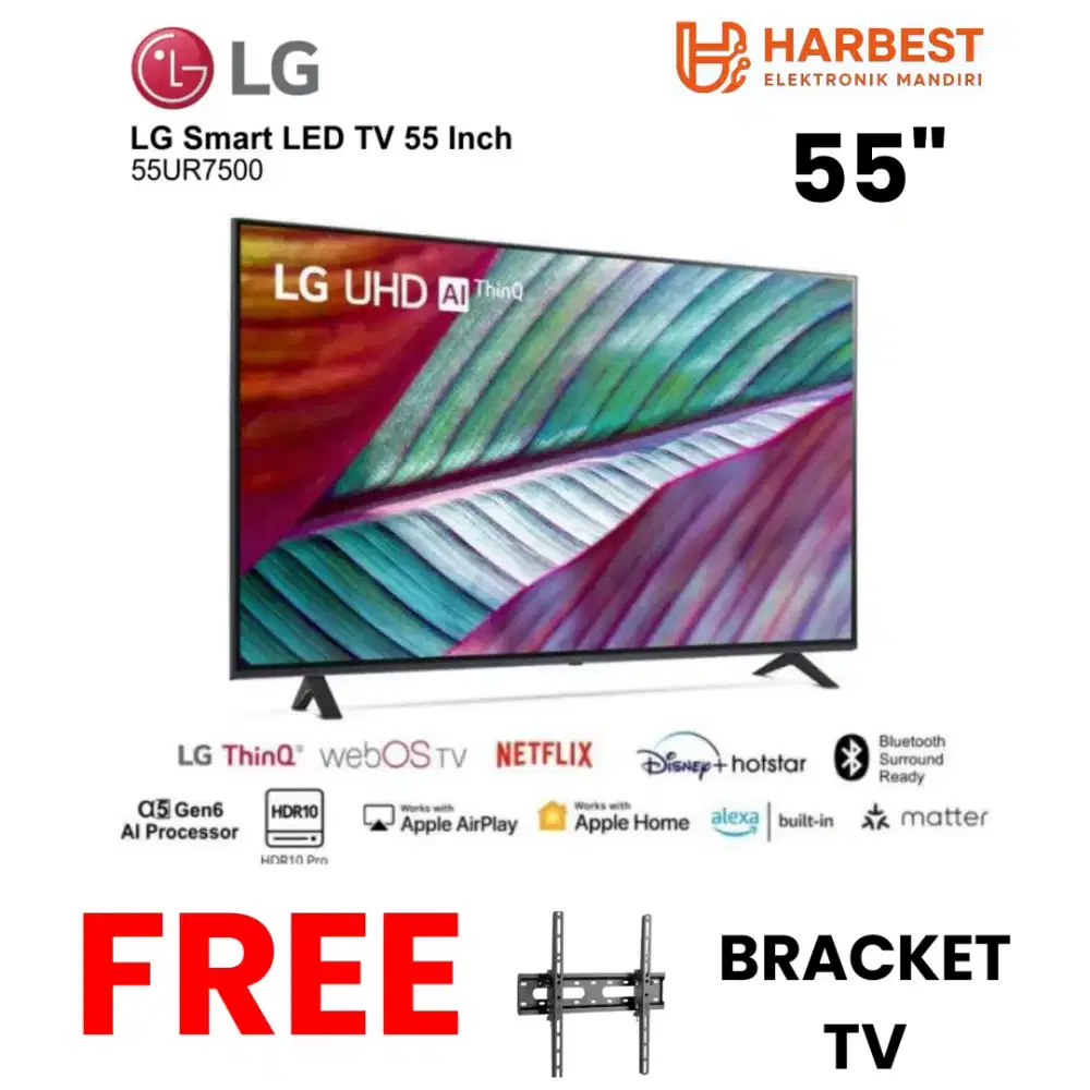 LG Real 4K UHD 55 Smart TV 55UR7500 ThinQ AI Dolby WebOS HDR10 PRO