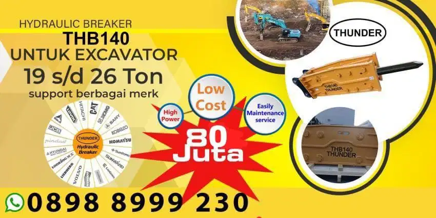 Promo - Hydraulic Breaker THUNDER THB140 Exca Kelas 20Ton Pemecah Batu