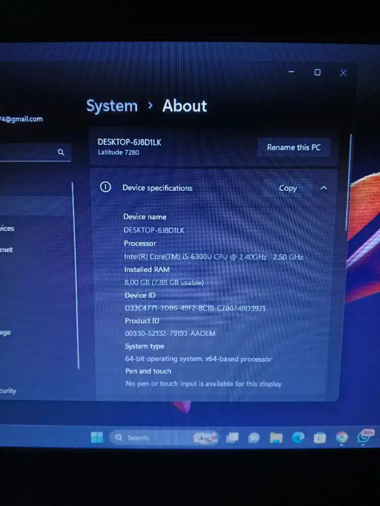 Laptop dell latitude 7280